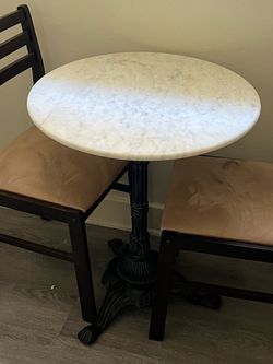 Round Marble Top Bistro Pedestal Table