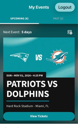 Patriots vs Dolphins tickets