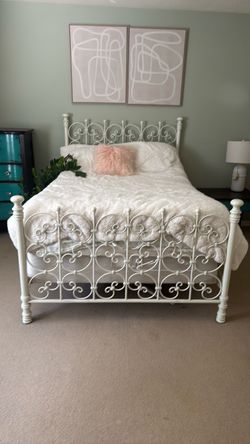 White Wrought Iron Bed Frame full size