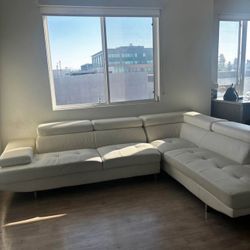 White Leather Couch 