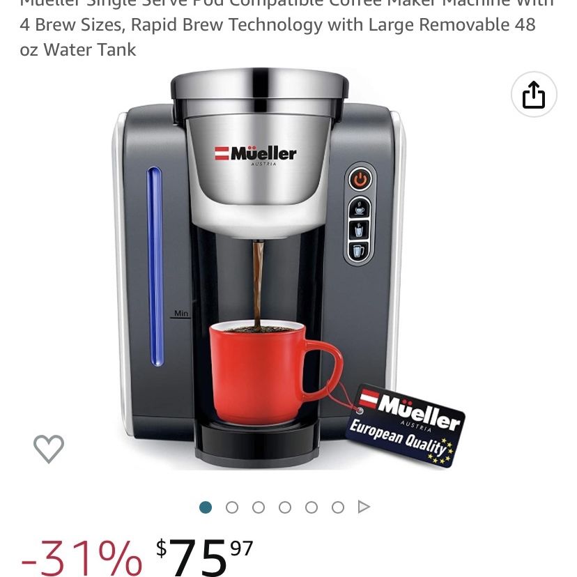 Kitchen Products Mueller Single Serve Coffee Maker With Rapid Brew