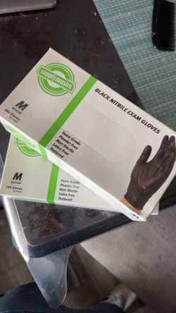 *New* 2 Supplymaster Boxes of Black Nitrile Exam Gloves (size M 100 gloves per box)