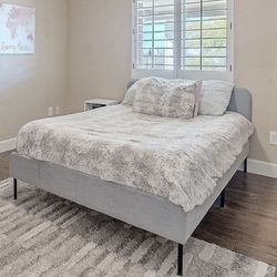 IKEA Slattum Gray Upholstered Full Size Bed Frame 