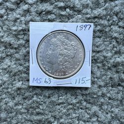1897 Morgan Dollar MS 63 nice condition