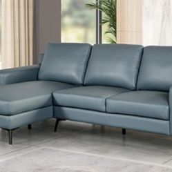 Brand New Blue Leather Modern Style Sectional Sofa 