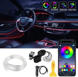 Car interior RGB LED Fiber Optic Ambiance Lights New Version  5 In 1 Neon Wire Strip 18 Ft.  Light Atmos Application 
