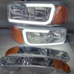 99-06 Gmc Sierra Yukon LED DRL Headlights Luces Micas Calaveras Faros Faroles
