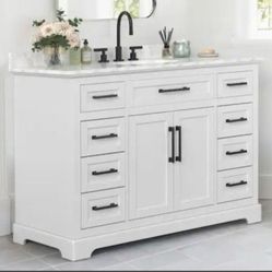 48" Bathroom Vanity With Carrara Marble Top 