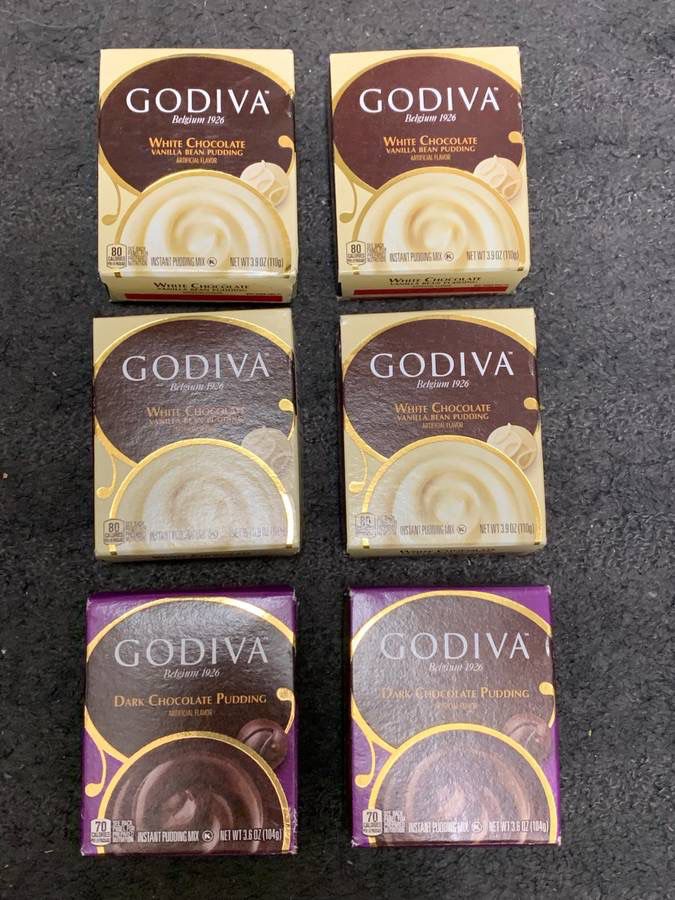 🥣😋 6 Boxes Delicious Godiva Pudding, White & Dark Chocolate (sealed new)