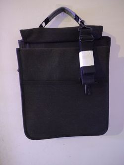 Black Canvas Messenger Shoulder Bag