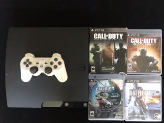 PlayStation 3 PS3 Console+5 Battle/War games+white wireless controller(120gb)