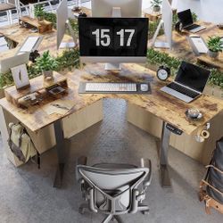 “L” Shape Dual Motor Stand Desk 