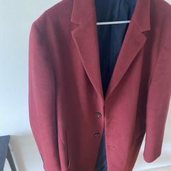 TOMMY HILFIGER Red Wool Blend Trench Jacket Coat Size US 42