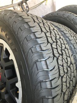 2 like new( Tires only) rims are sold 265 70 R 17 BFGoodrich Trail T/A. DOT 2025 as new take offs $125 ea.  2 for $200