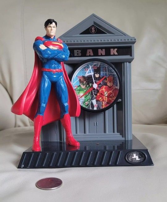 DC Comics Bank alarm clock coin bank, money bank Justice League Money Superman Bank