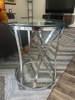 Round Glass Top Chrome Side Table