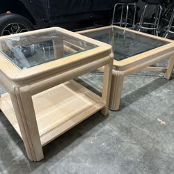 Coffee Table And End Table Set With Glass Tops