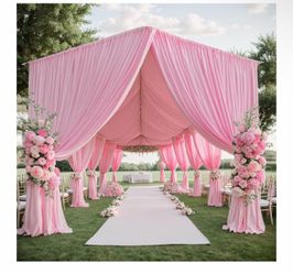 Pink Wedding Ceremony Draping Canopy Setup