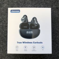 NEW*👉🏻Jzones True Wireless Earbuds Open Ear Clip Bluetooth 5.4 IPX5 Bone Headphones (Silver Lake)
