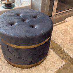 Round velvet ottoman