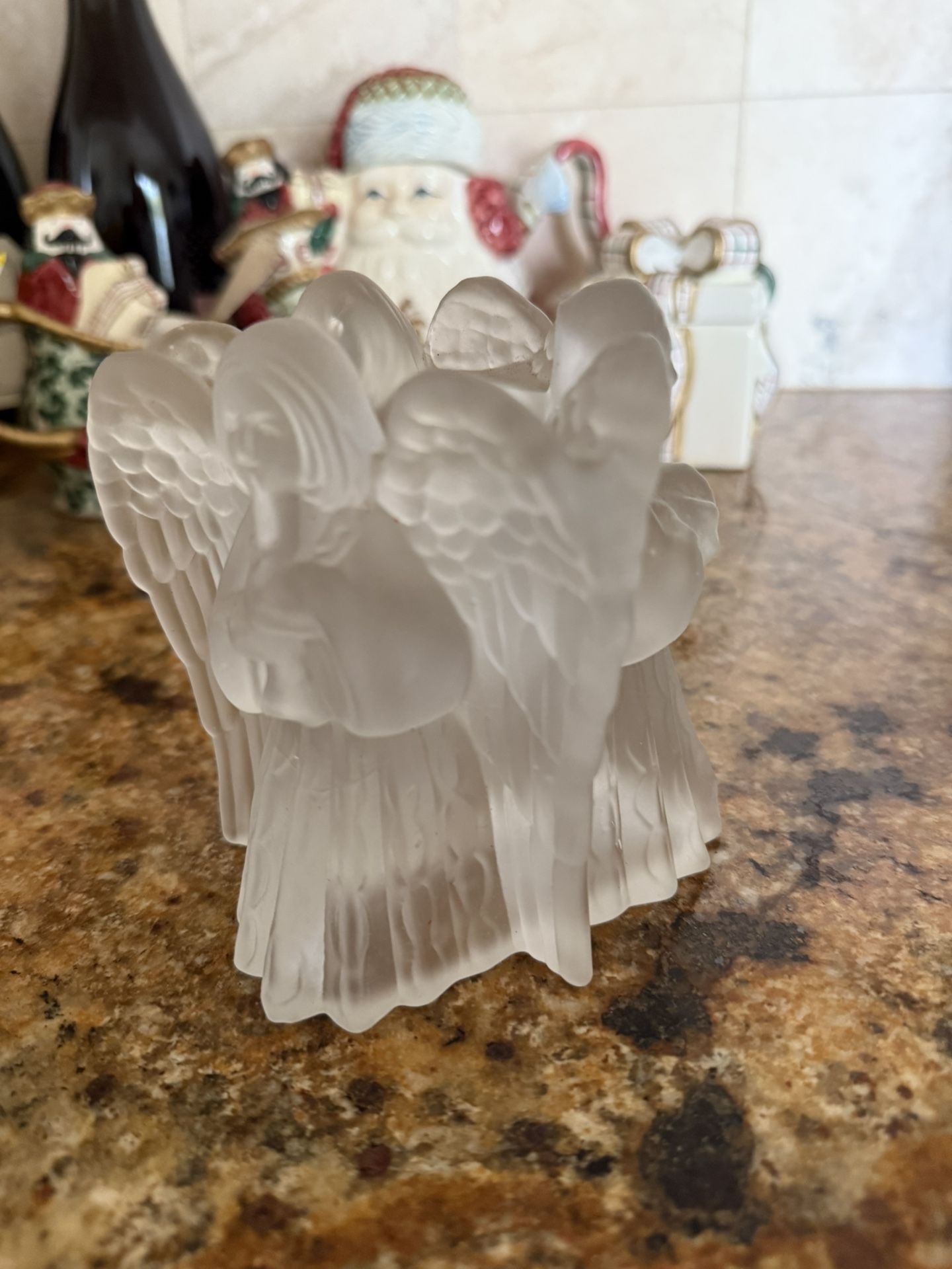 Glass Angel Candle Holder 