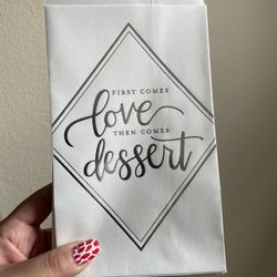 60 Brand New White Dessert Bags For Wedding Reception - First Comes Love Then Comes Dessert