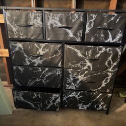Drawer - Sorbus Dresser with 9 Drawers- Black Frame, Black Marble Drawers