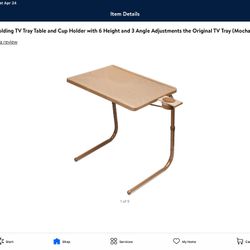 Like New Folding Table Mate With cup holder color is WHITE $20 Can use for home Office Or Home Learning 