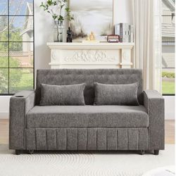 Chino--Bybafun 2 Seat Gray Casual Chenille Sofa bed