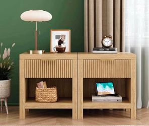 New -Set of 2 Nightstands Side Table