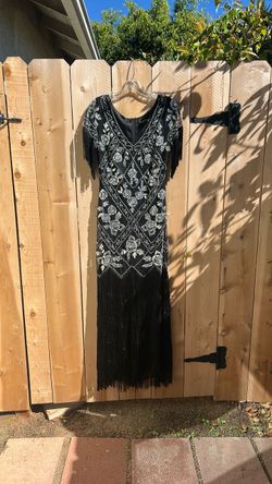 Black beaded flapper girl costume