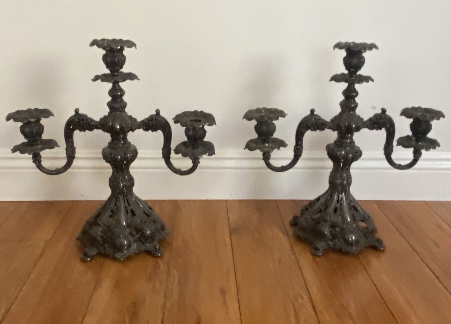800 Candelabra Silverplate Renaissance Pair