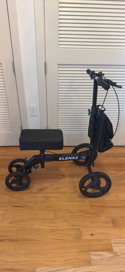 ELENKER Steerable Knee Walker Deluxe Medical Scooter for Foot Injuries Compact Crutches Alternative (Bright Black)
