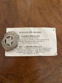 Marshal Dodge City Badge Old West Pin Costume