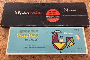 Vintage Art Supplies  Sakura Cray.Pas Oil Colors in Stick Form and  Alphacolor  Square Pastels in great condition  