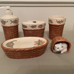 Hand Painted 5pc Bathroom Stuff Only $5