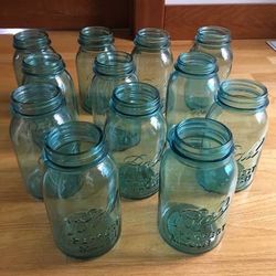 Lot of 12 Vintage Ball Blue Perfect Mason Quart Canning Jars