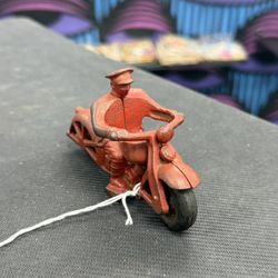 Vintage 1930s Hubley Police Motorcycle Toy - Cast Iron