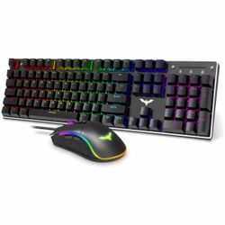 HAVIT KB393L Mechanical Gaming Keyboard and Mouse Combo 104 Keys with Rainbow Backlit