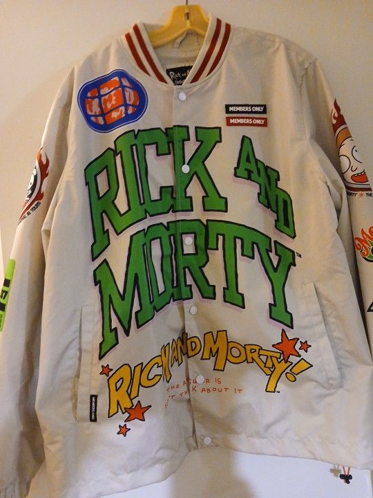 Men's Rick & Morty Members Only Windbreaker Jacket Size X Large Brand New
