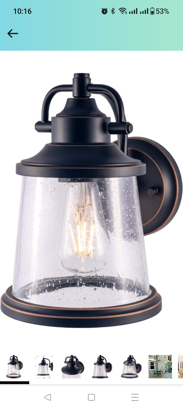 Outdoor Wall Lantern, Wall Sconce as Porch Lighting Fixture, E26 Medium Base, Metal Housing Plus Glass, Oil Rubbed Bronze Finish, Bulbs not Included

