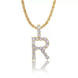 18K Gold Pl Stainless Steel Letter CZ