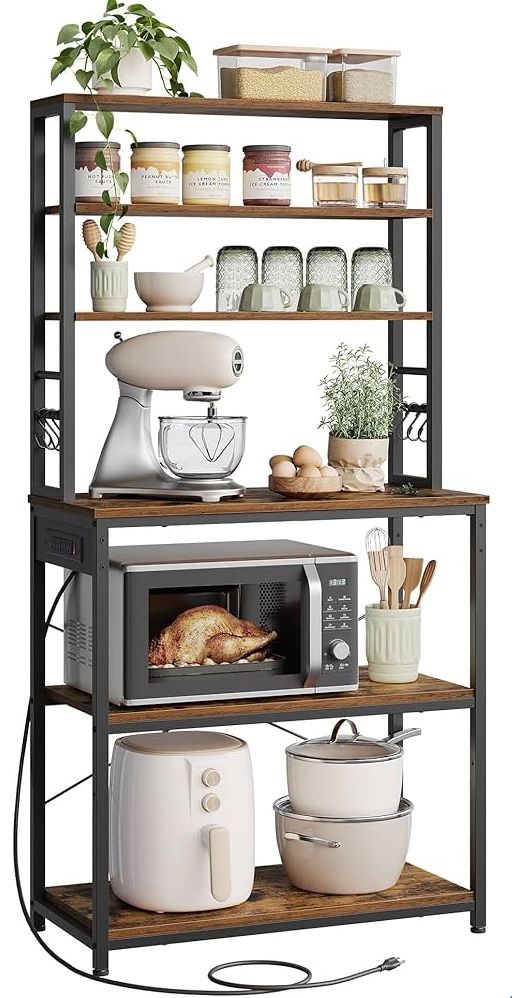 Farmhouse Rack with Storage and Outlet