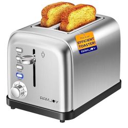 Toaster 2 Slice, Extra Wide Slot Toaster for Bagels, Bread, Waffles, 7 Shade Settings.