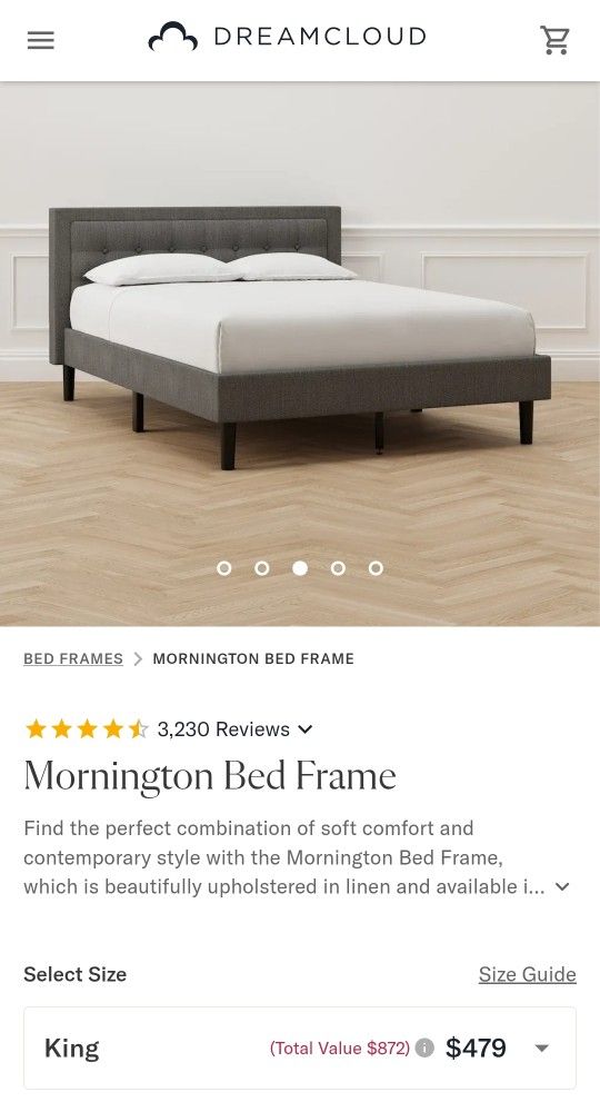 King Upholstered Bed Frame With Headboard - New In Box