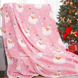 New sealed pink Christmas throw blanket 