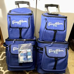 NEW TOMMY BAHAMA 2 Piece Set Blue 40-Quart Wheeled  & Insulated Backpack Cooler