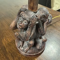 Three Monkeys Antique Lamp
