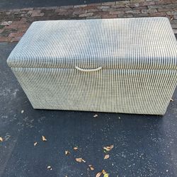 Striped Upholstered storage bench
