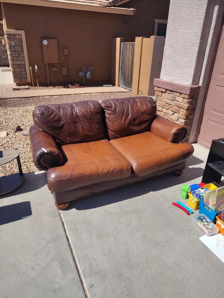 Leather loveseat